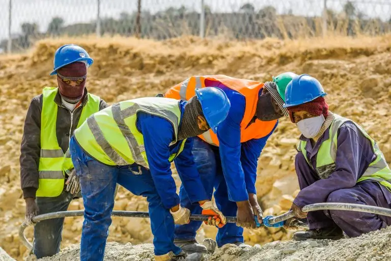 Construction workers in their work uniform